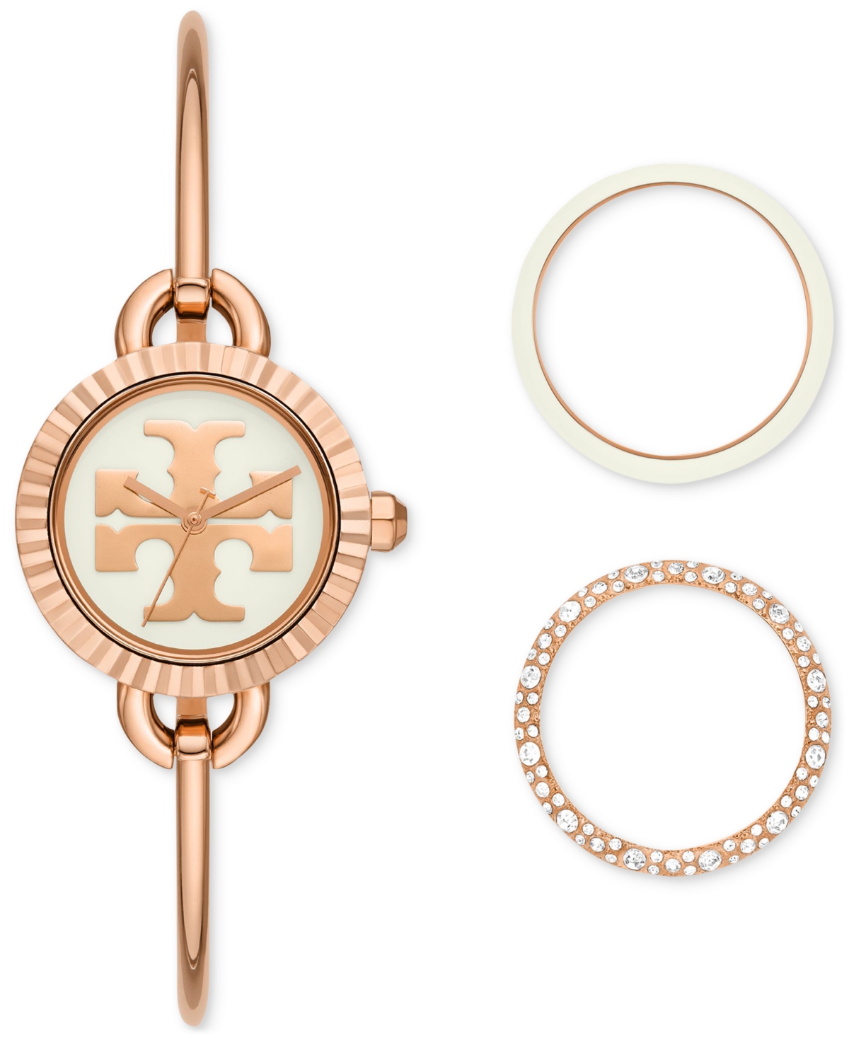 Tory Burch Women's The Miller Rose Gold-tone Stainless Steel Bangle Bracelet Watch 27mm Set