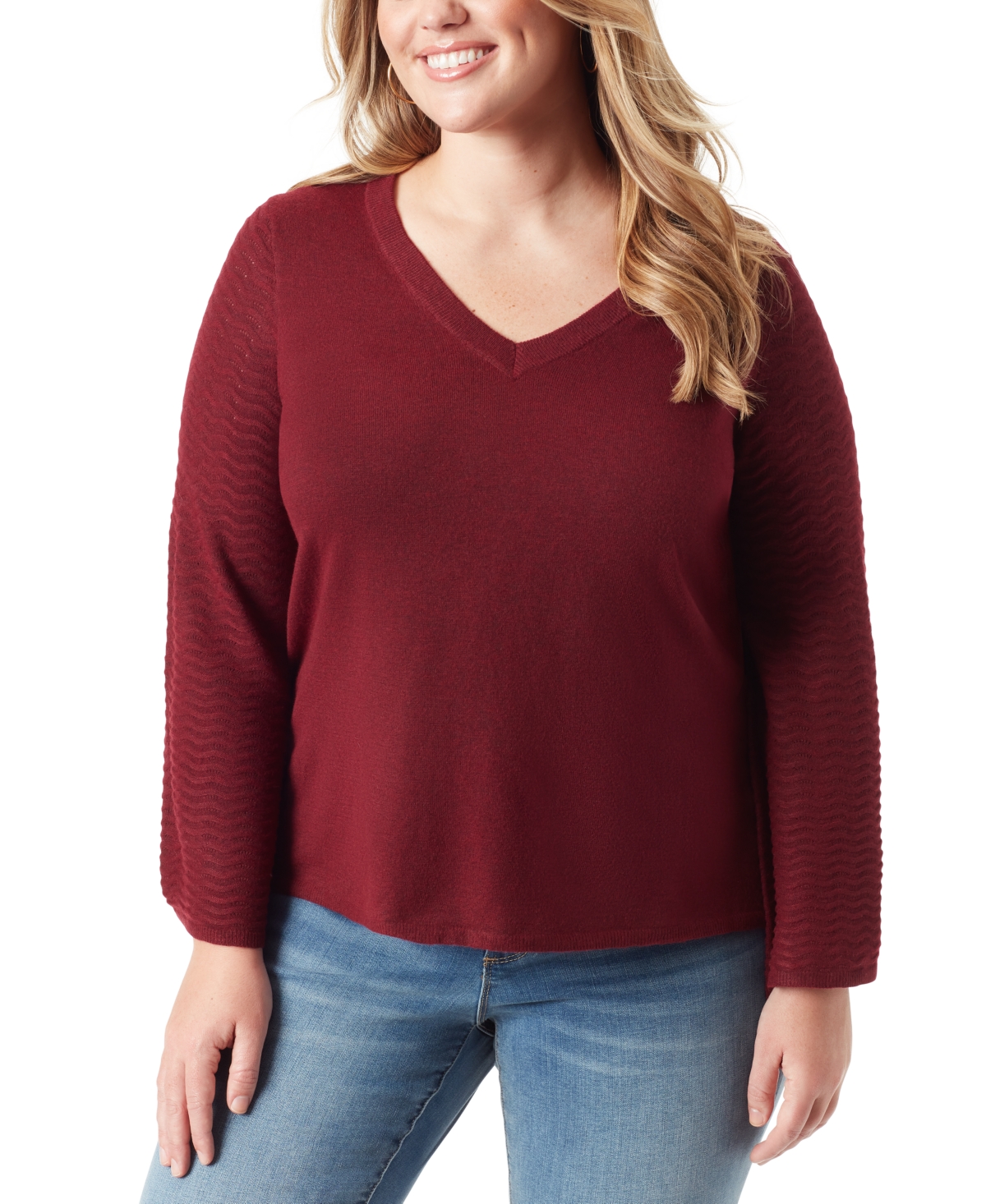 Jessica Simpson Trendy Plus Size Marietta Bell-sleeve Sweater In Winestasting