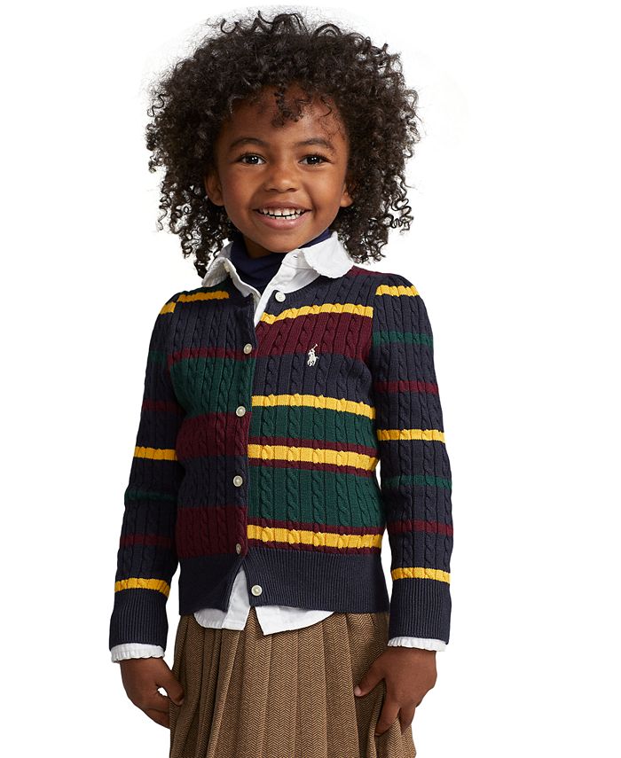 Polo Ralph Lauren Toddler and Little Girls Striped Mini-Cable Cotton ...
