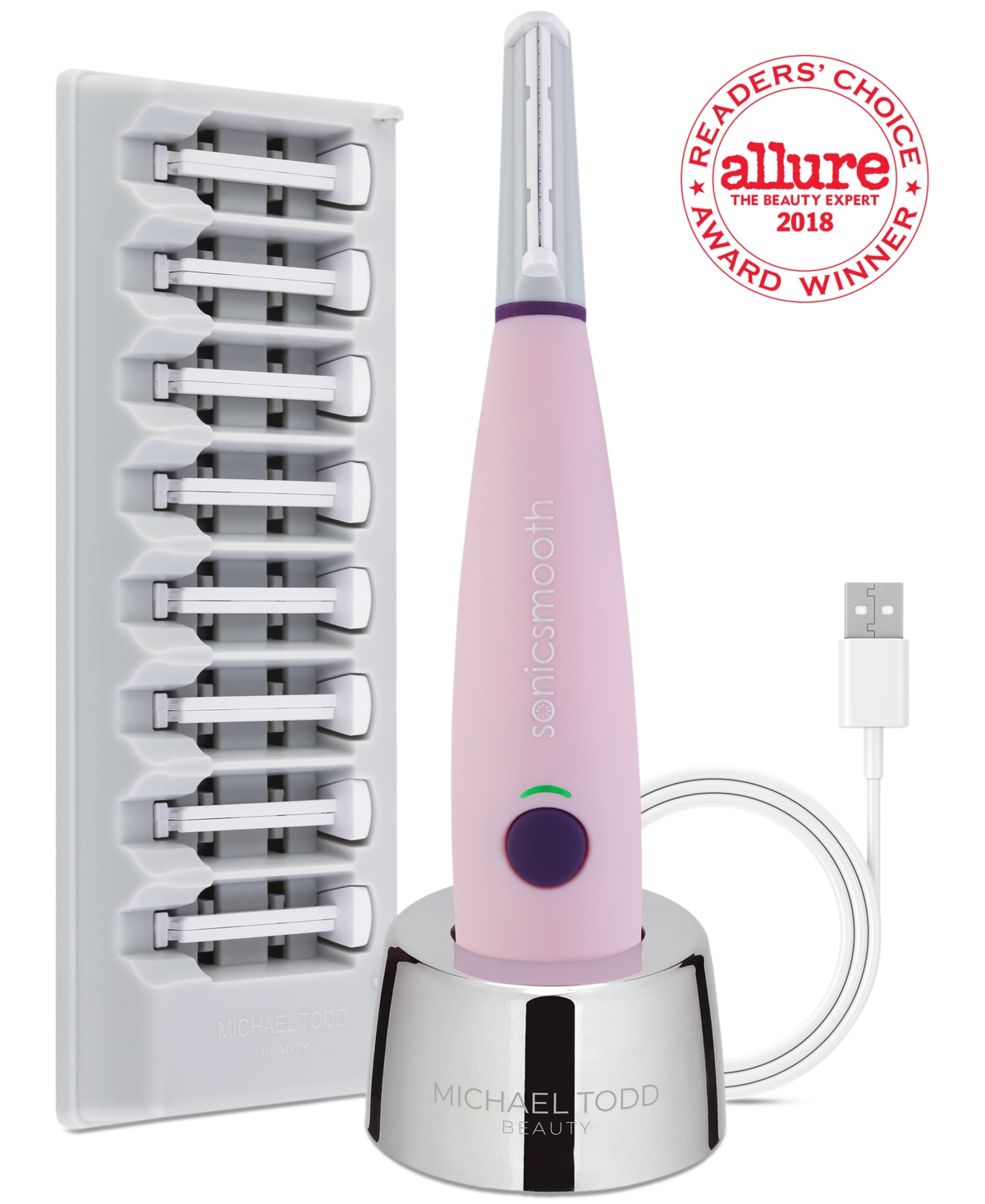Sonicsmooth Sonic Dermaplaning 2 In 1 Facial Exfoliation & Peach Fuzz Hair Removal System - Pearl White