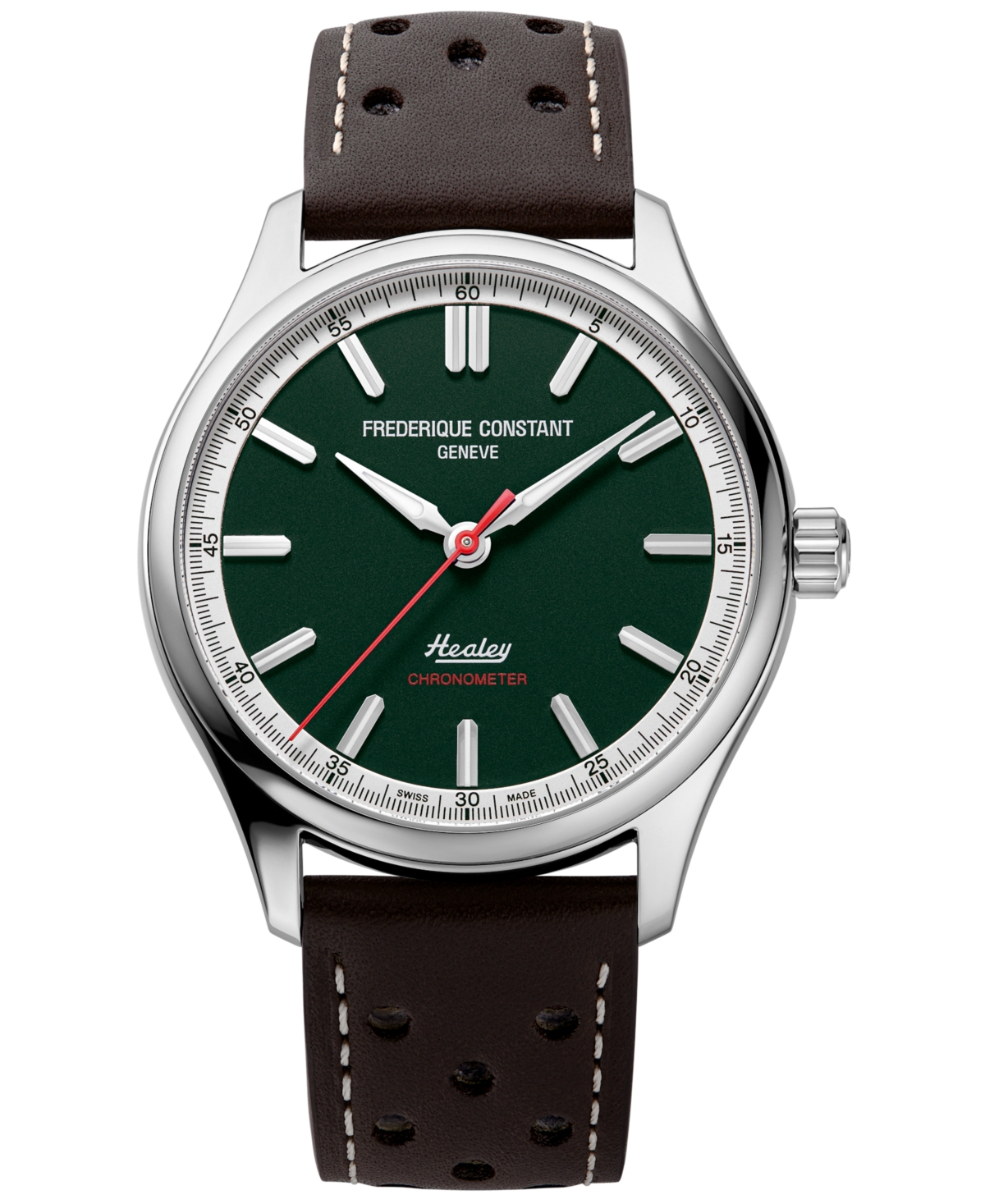 Frederique Constant Men's Swiss Automatic Vintage Rally Healy Cosc Brown Leather Strap Watch 40mm In Green