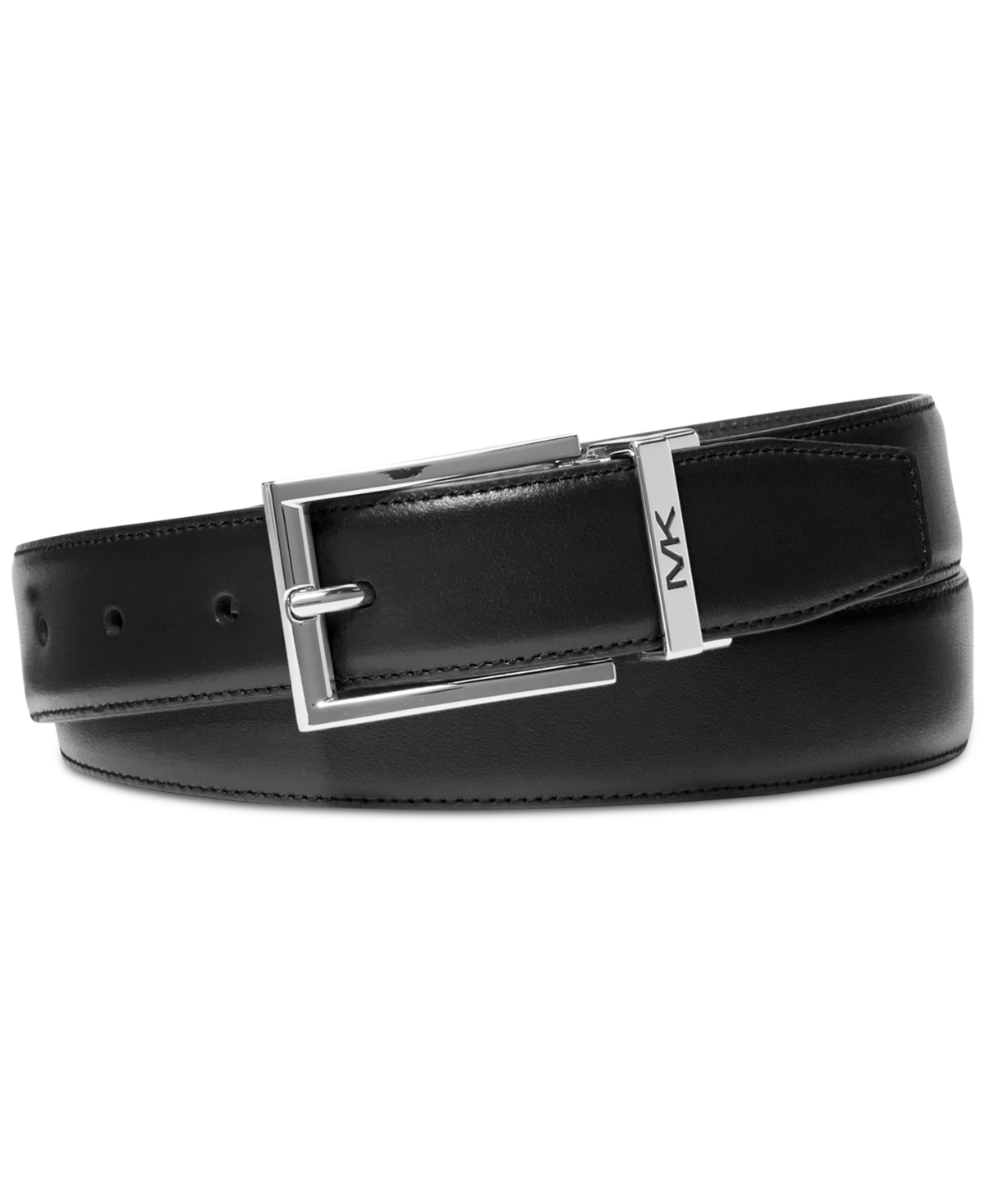 Shop Michael Kors Men's Classic Reversible Leather Dress Belt In Black
