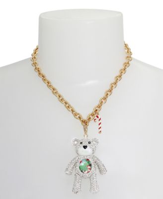 Betsey Johnson Faux Stone Bear Convertible Ornament Necklace - Macy's