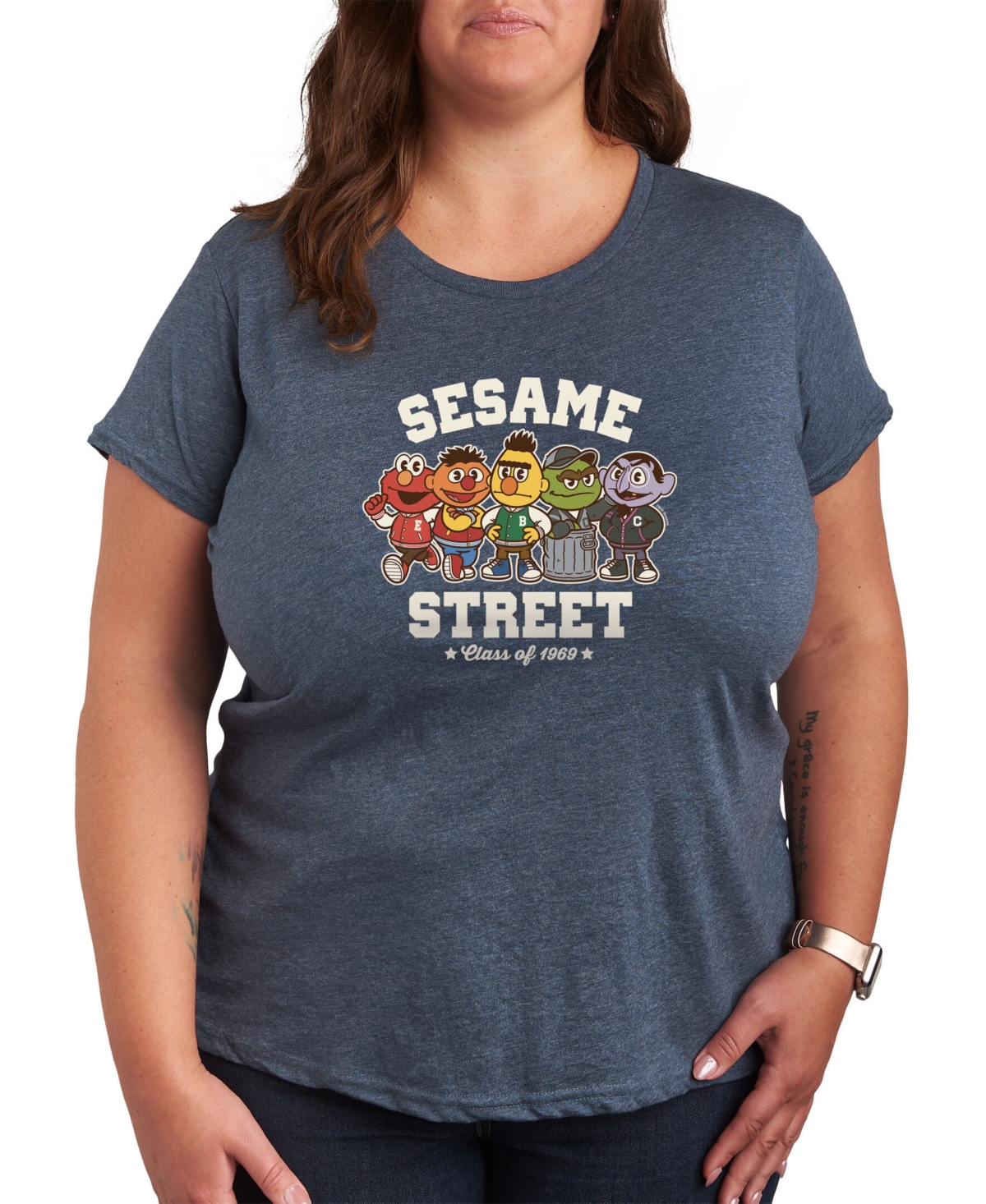 Air Waves Trendy Plus Size Sesame Street Graphic T-shirt - Blue