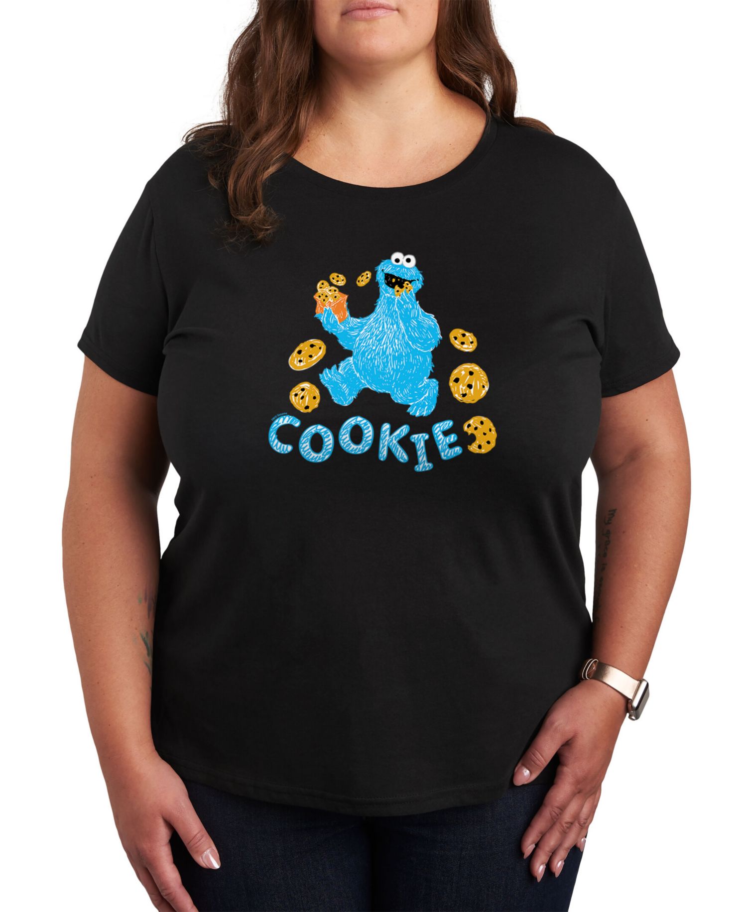 Trendy Plus Size Cookie Monster Graphic T-shirt