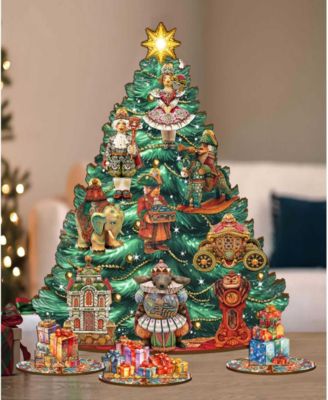 Nutcracker Mascarade Themed Wooden Christmas Tree with Ornaments Set of 13 G. DeBrekht