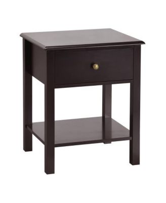 End Table Nightstand with Storage Drawer and Shelf for Compact Bedroom Use
