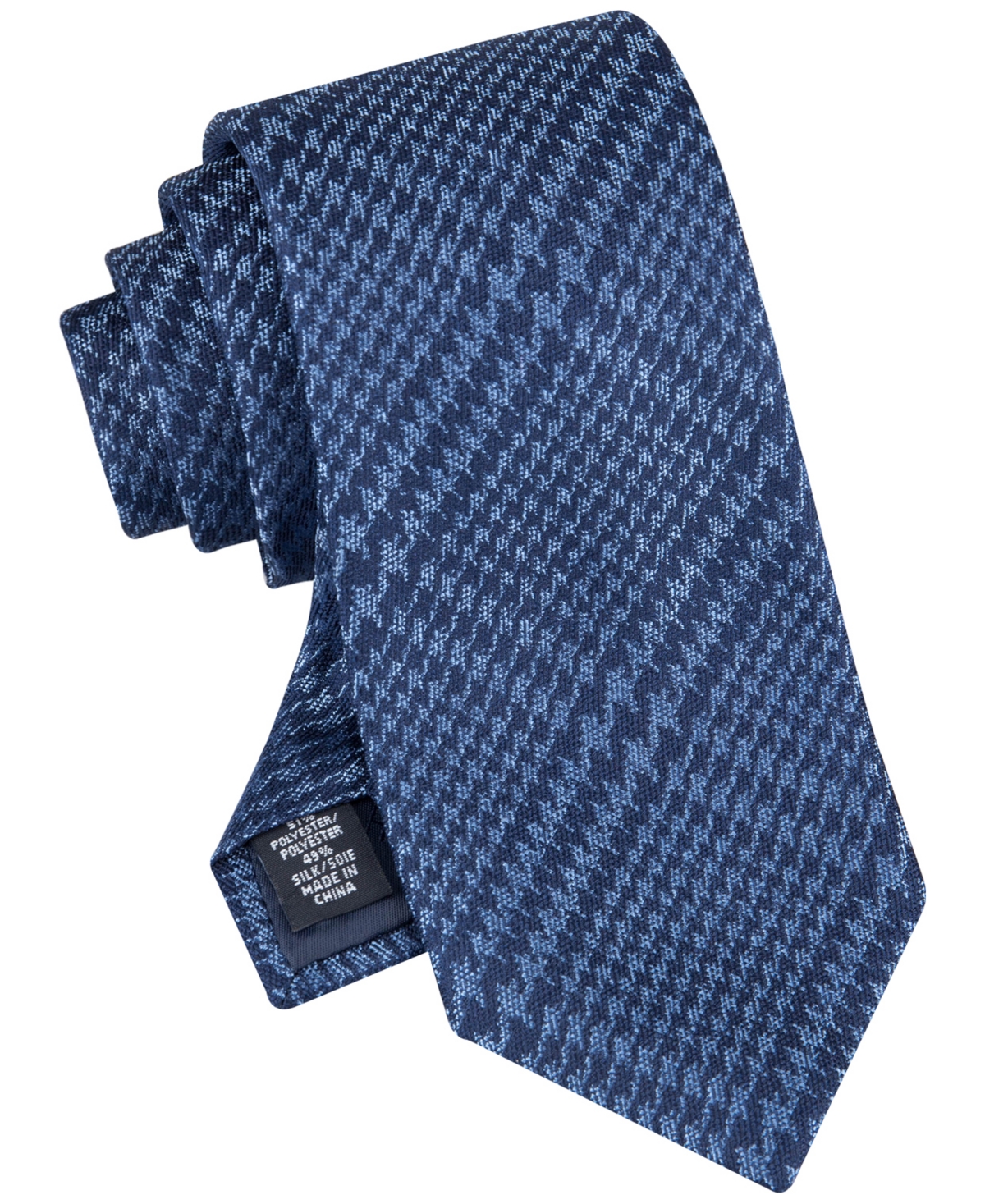 Tommy Hilfiger Men's Large Houndstooth Plaid Tie In Navy,blue