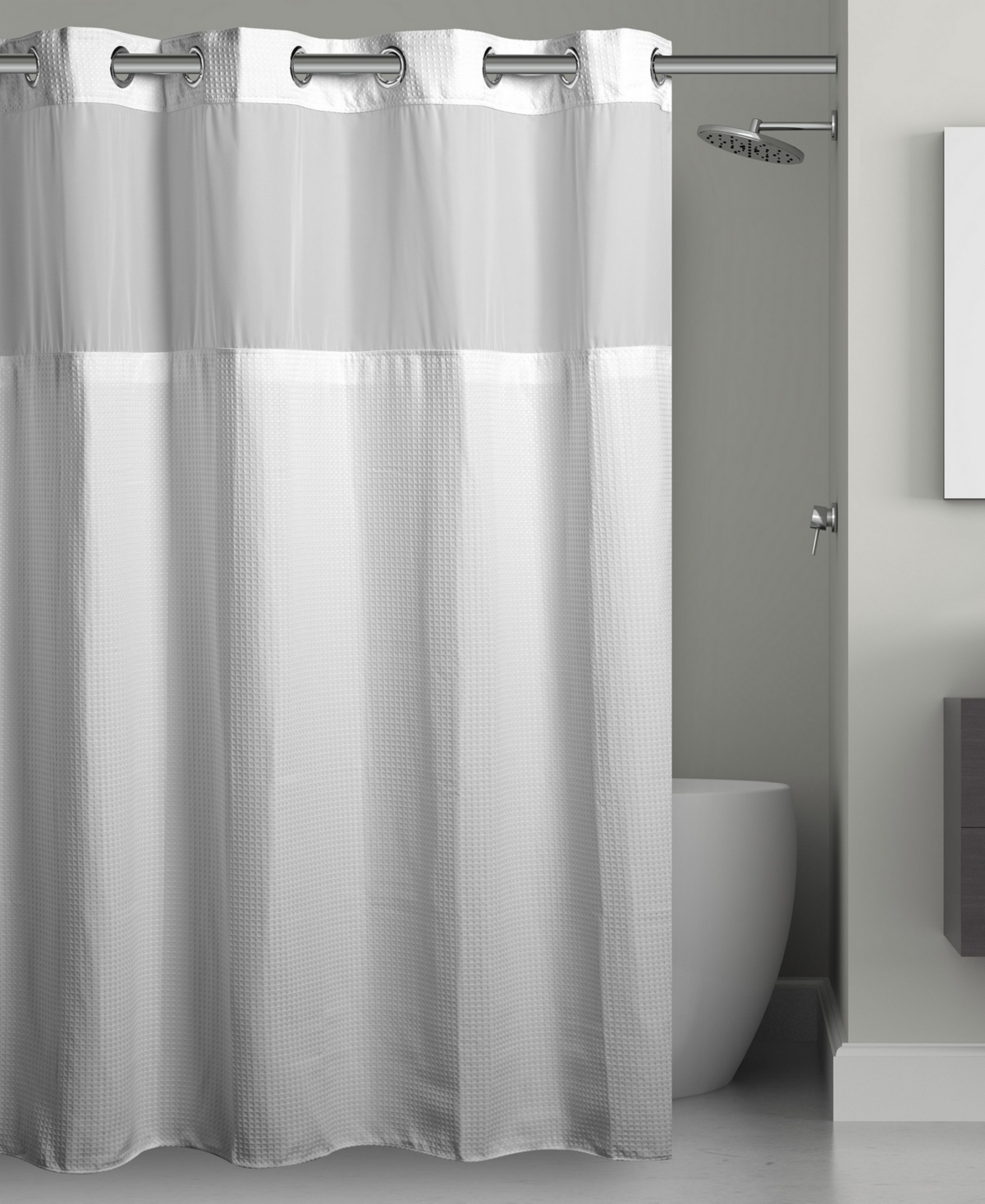 Hookless Waffle Shower Curtain With Liner, 71" X 74" In White