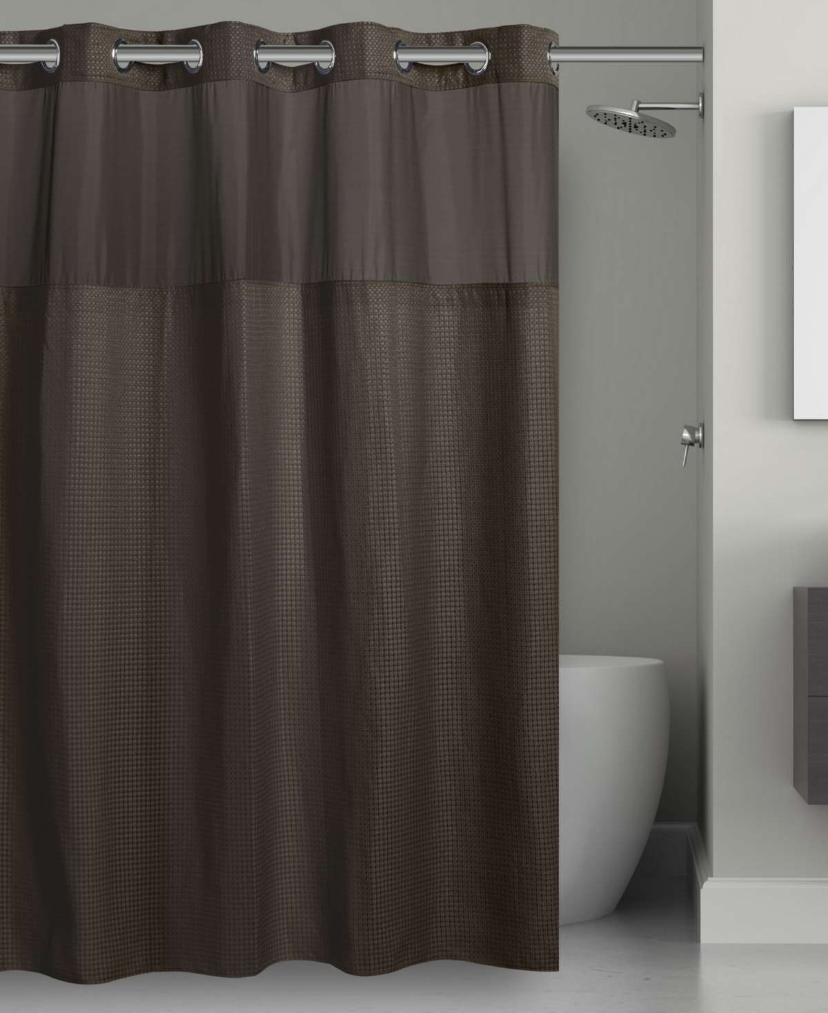 Hookless Waffle Shower Curtain With Liner, 71" X 74" In Graphite Gray