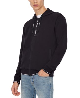 Armani exchange logo placket zip up hoodie hotsell