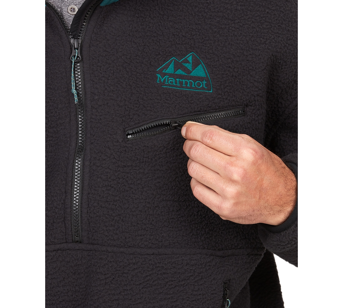 Shop Marmot Men's 94 E.c.o. Embroidered Logo Half-zip Fleece Jacket In Black