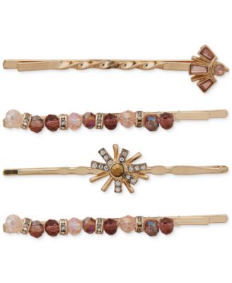 lonna & lilly - Gold-Tone 4-Pc. Set Crystal & Bead Starburst Bobby Pin