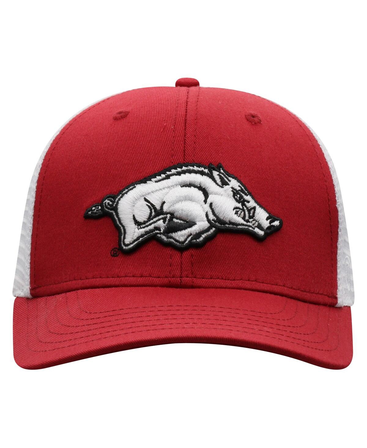 Top Of The World Men's  Cardinal, White Arkansas Razorbacks Trucker Snapback Hat In Cardinal,white