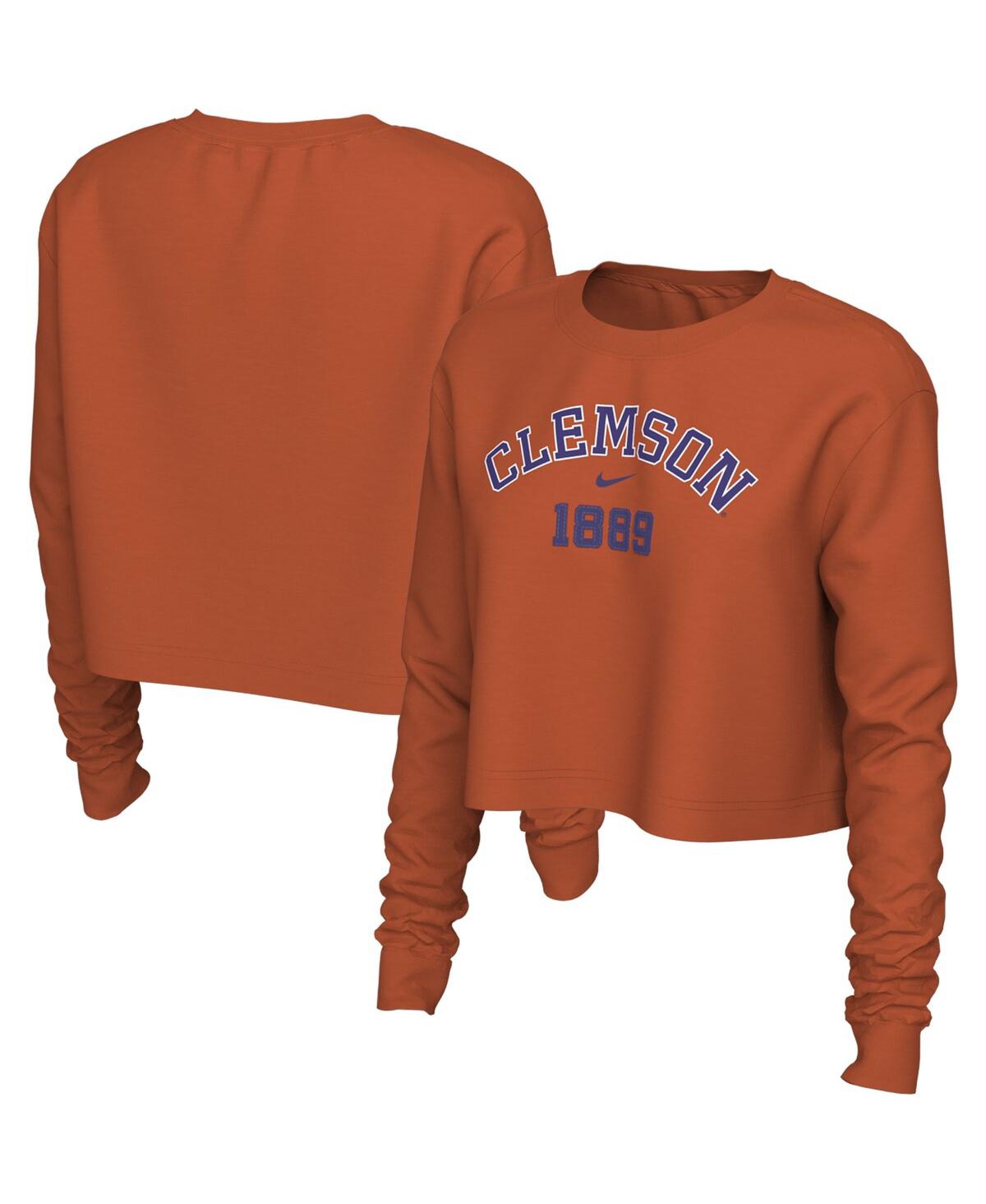 Shop Nike Women's  Orange Clemson Tigers Est. Cropped Long Sleeve T-shirt