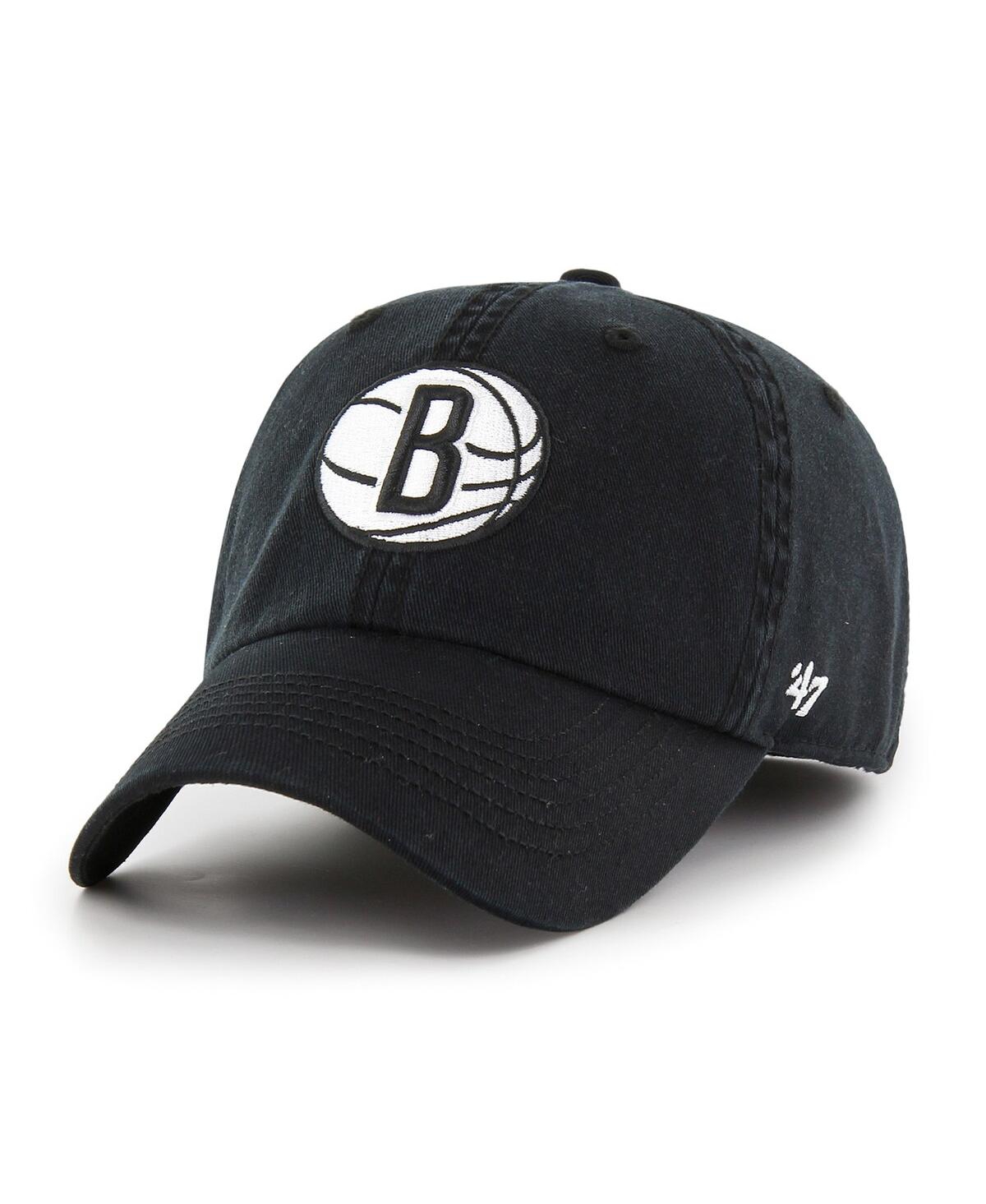 47 Brand Men's ' Black Brooklyn Nets Classic Franchise Fitted Hat