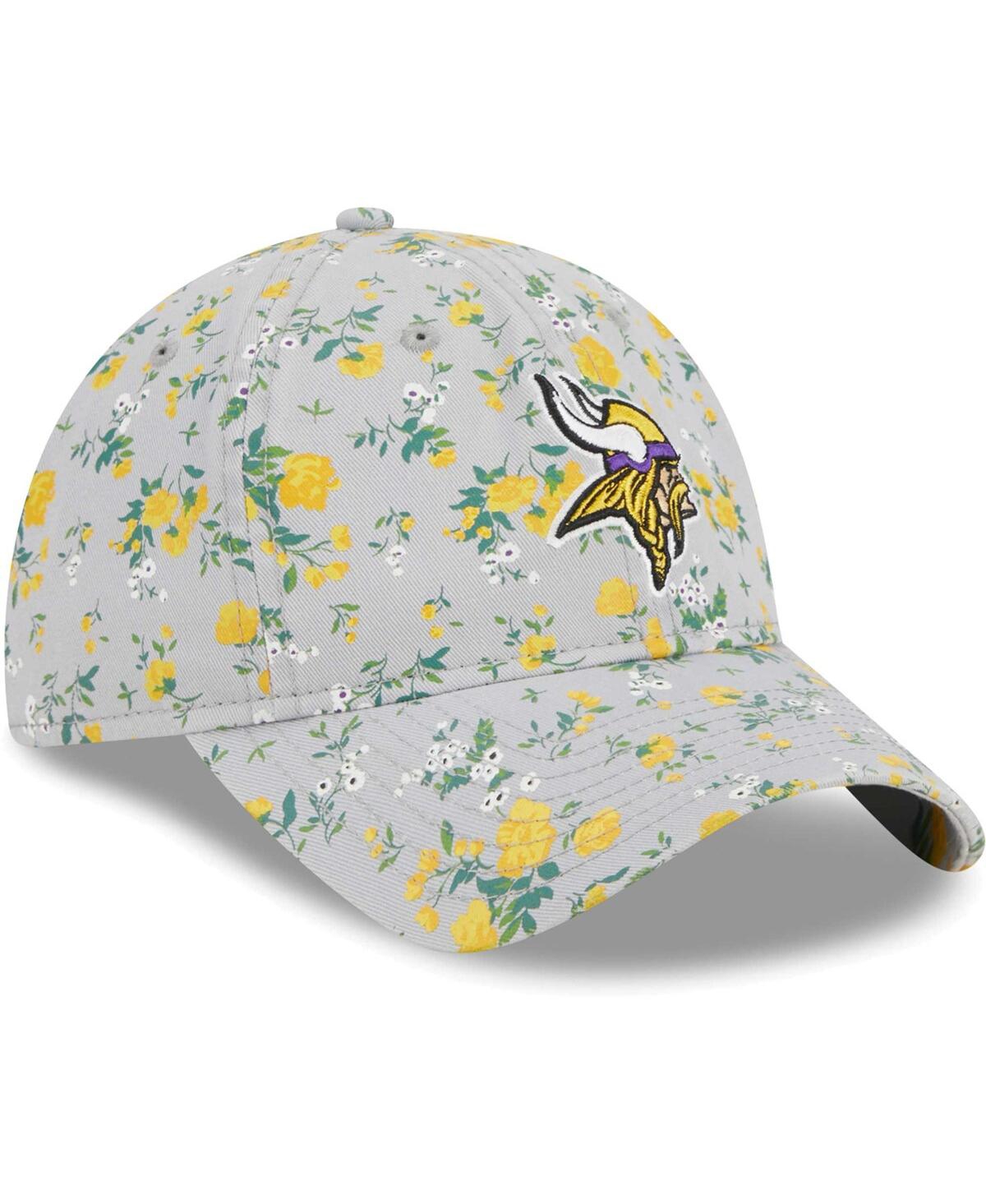 Shop New Era Women's  Gray Minnesota Vikings Bouquet 9twenty Adjustable Hat