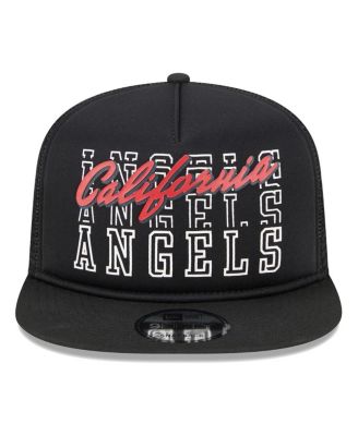 Men's Black California Angels Cooperstown Collection Street Team A-Frame Trucker 9FIFTY Snapback Hat