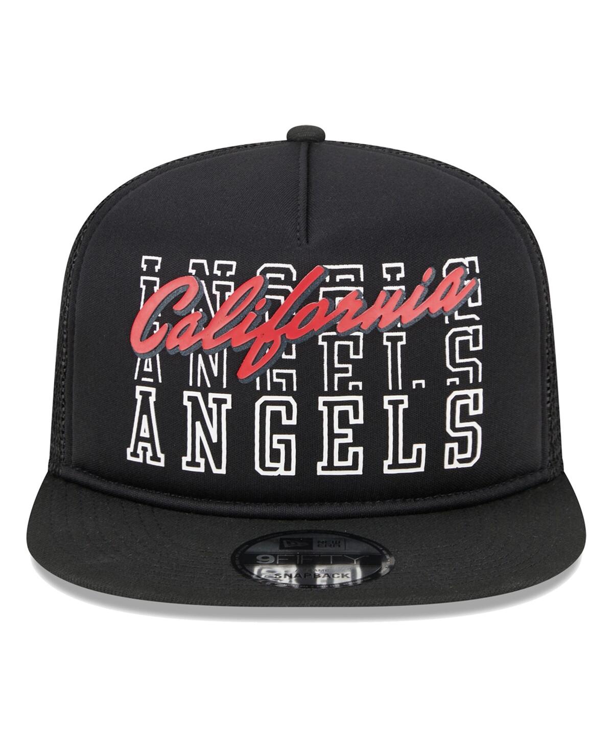 Shop New Era Men's  Black California Angels Cooperstown Collection Street Team A-frame Trucker 9fifty Snap