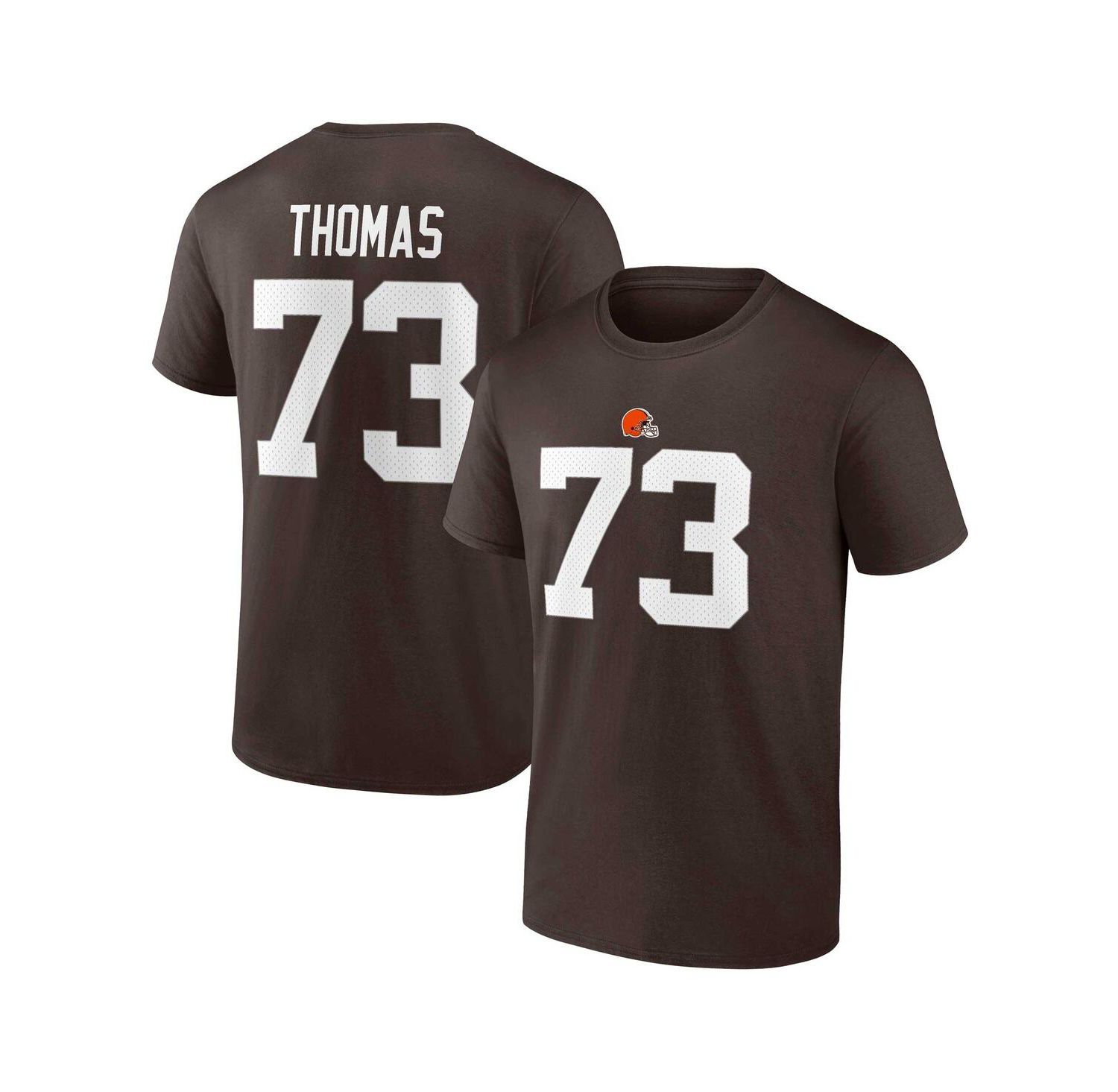 Men's Joe Thomas Brown Cleveland Browns Retired Player Icon Name and Number T-shirt