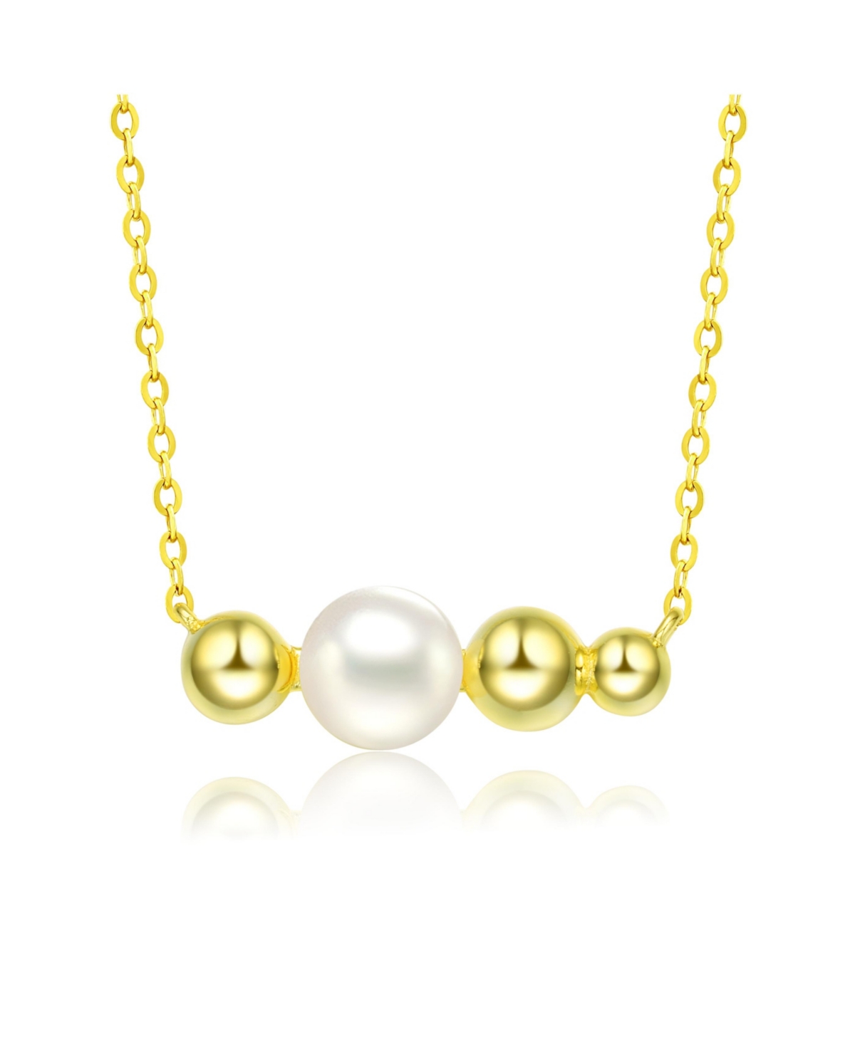 Sterling Silver 14K Gold Plated and 6MM Fresh Water Pearl Necklace - Gold