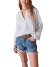 Levi's Women's Charlie Fitted Denim V-Neck Cropped Top - Macy's