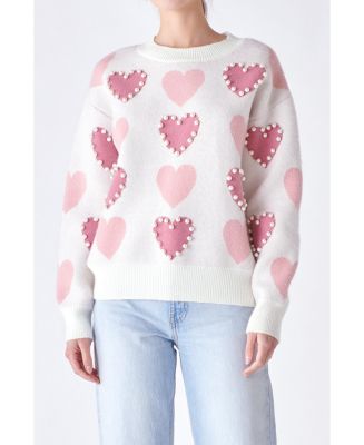 グリスウォルド ワッフルアイロン ハート JULY.11.1922 English Factory Women's Pearl with Heart Pattern Sweater