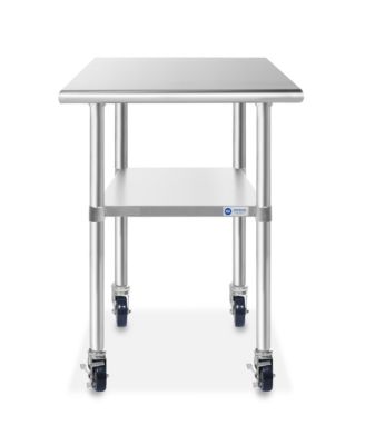 30 x 24 Inch Stainless Steel Table w/ 4 Casters, NSF Commercial Kitchen Work & Prep Table