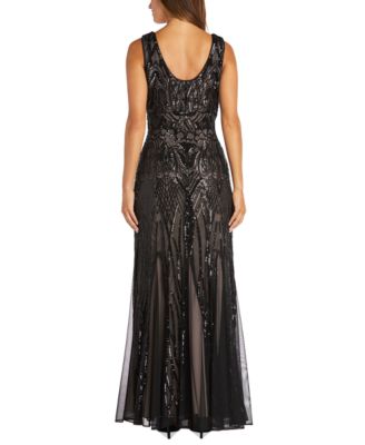 Women's Sequined V-Neck Godet Gown
