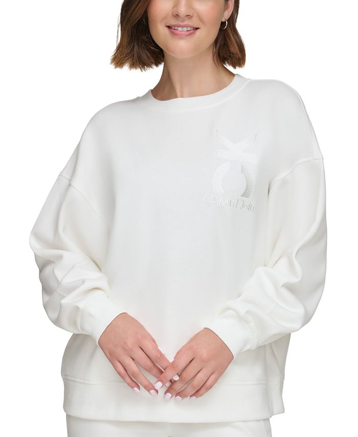 Calvin Klein Women's Oversized Logo Crewneck Sweatshirt - Macy's