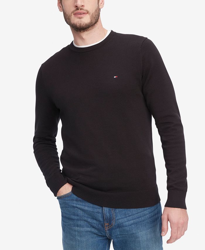 Tommy Hilfiger Men's Essential Solid Crew Neck Sweater - Macy's