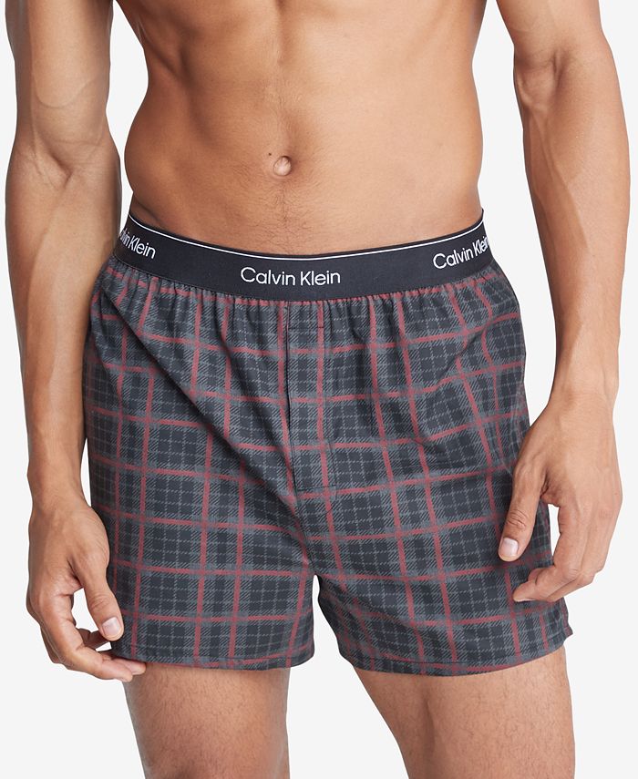 Calvin Klein Men's Slim-Fit Holiday Plaid Boxers - Macy's