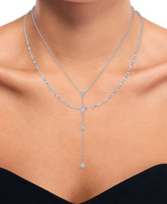 2-Pc. Set Diamond Lariat Adjustable Layered Necklaces (1/10 ct. t.w.) in Sterling Silver