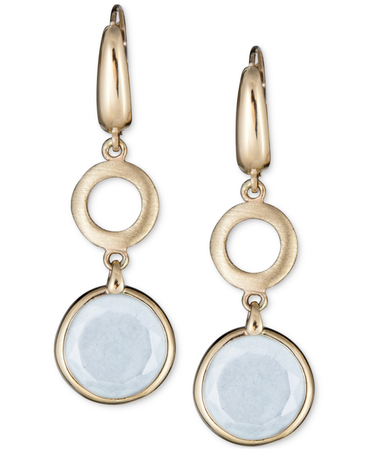 Macy's Milky Aquamarine Circle Drop Earrings (8 Ct. T.w.) In 14k Gold