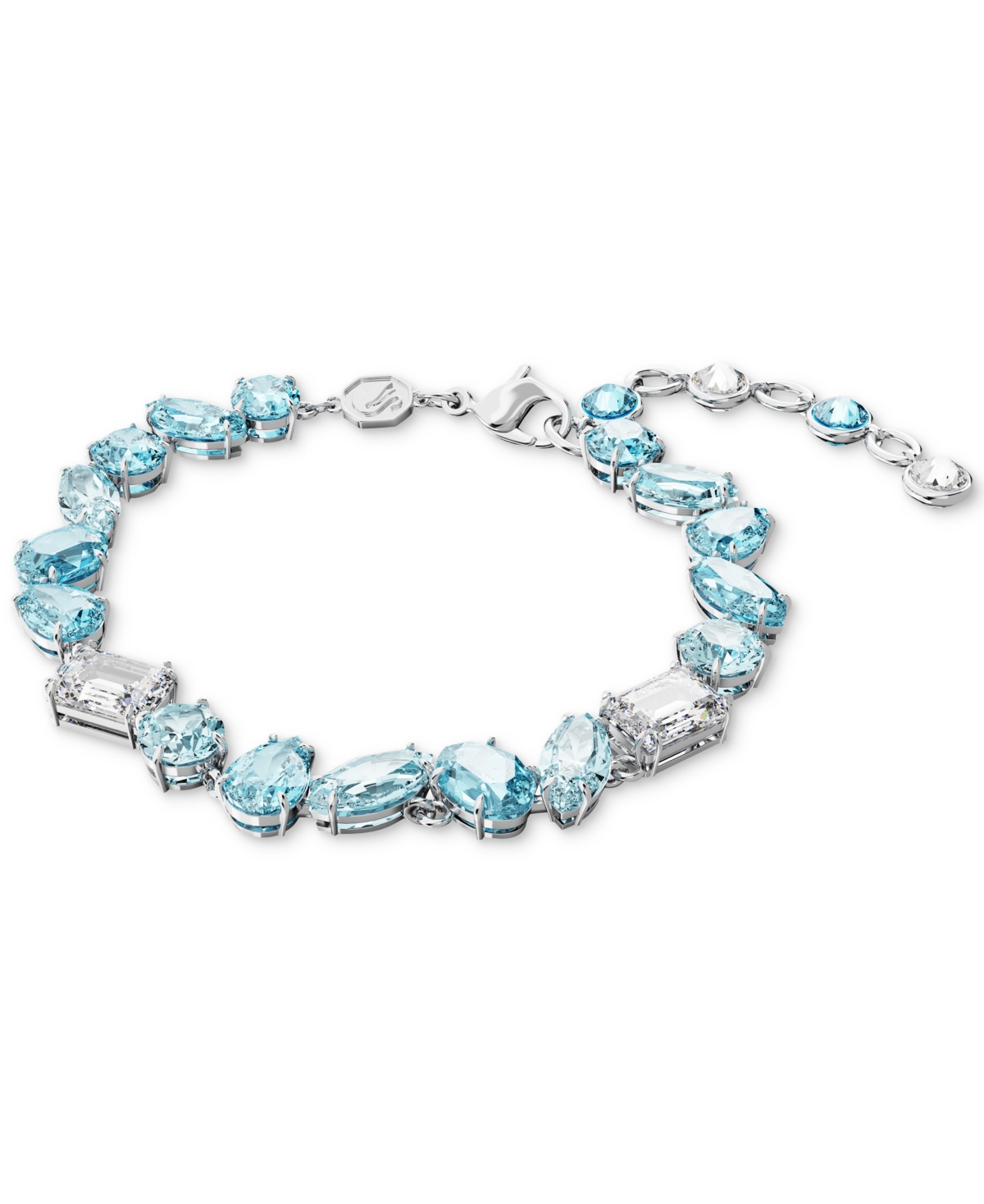 Shop Swarovski Silver-tone Gema Blue Mixed Cut Bracelet
