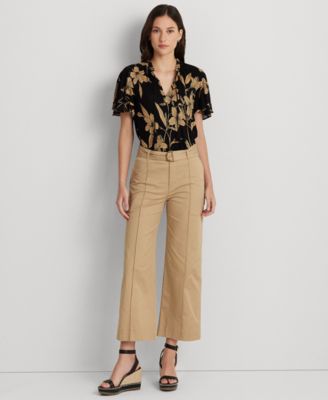 ラルフ・ローレン Lauren Ralph Lauren Floral Ruffle-Trim Jersey Tie-Neck Top レディース シ Women's Lauren Ralph Lauren Floral Ruffle-Trim Jersey Tie