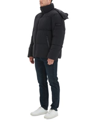 Men's 4-Way Stretch Quilted Puffer Jacket with Detachable Hood