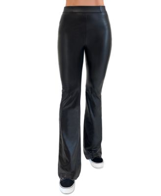 Rewash - Juniors High-Rise Faux-Leather Flare-Leg Pants