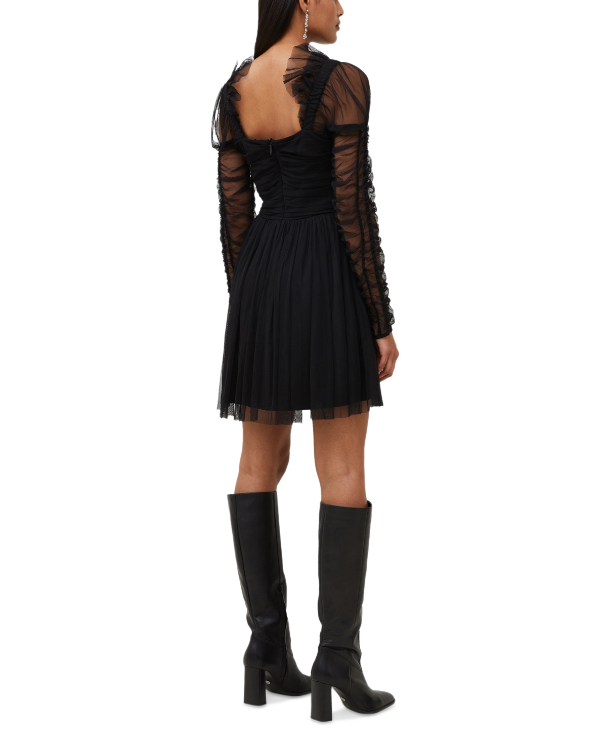 Shop French Connection Women's Edrea Ruched Tulle Dress In Black