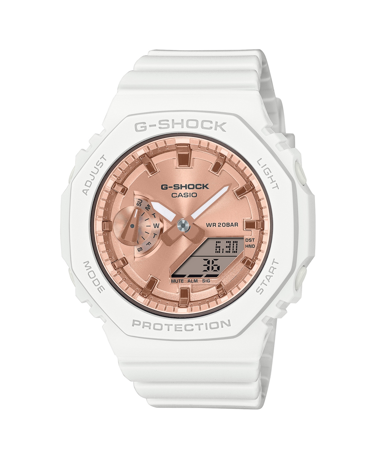 G-shock Unisex Two-hand Quartz Analog Digital White Resin Watch, 42.9mm, Gmas2100md7a