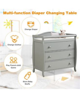 Baby Changing Table with 3 Drawers and Safety Belt