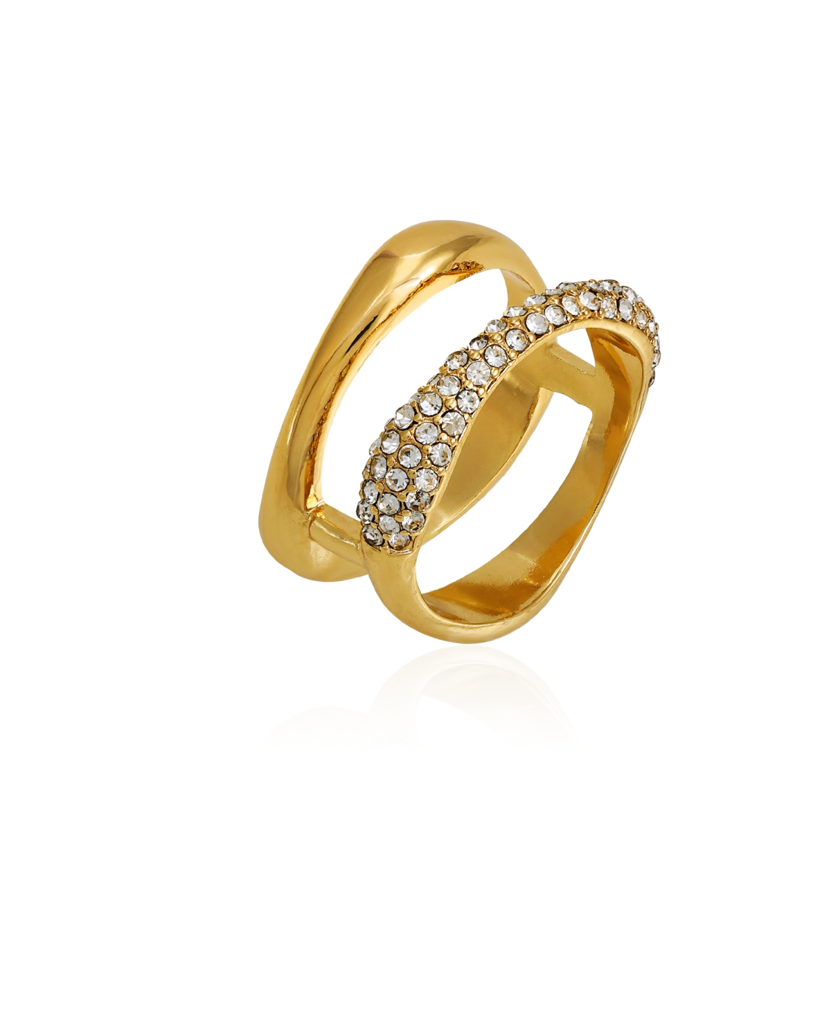 Gold-Tone Glass Stone Ring, Size 7 - Gold