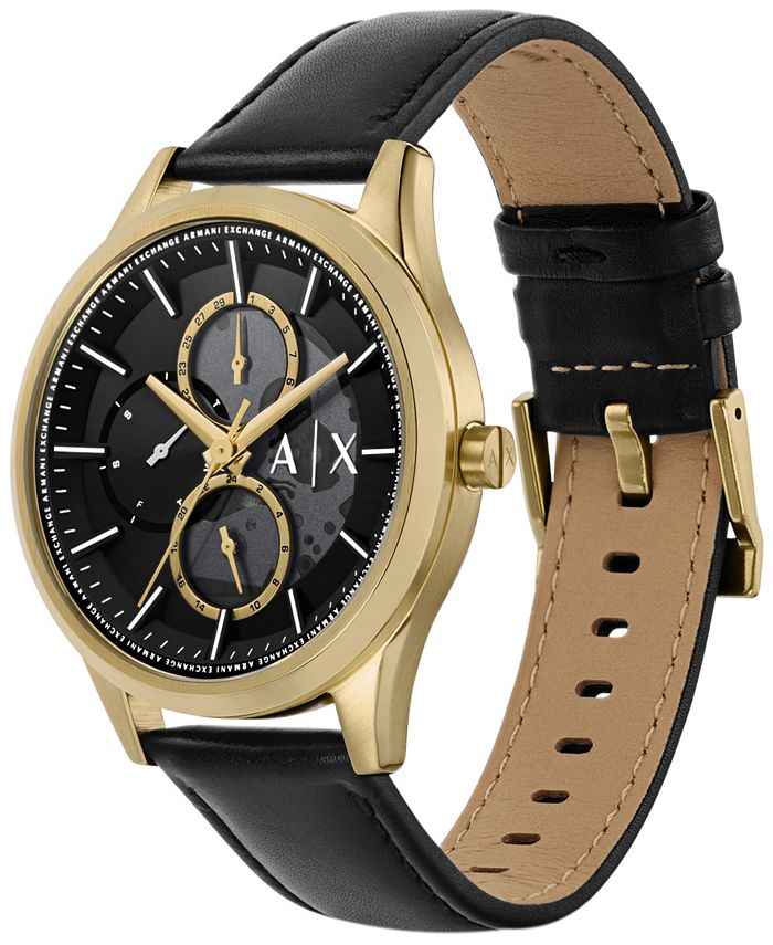 A|X Armani Exchange Men's Dante Multifunction Black Leather Watch 42mm ...