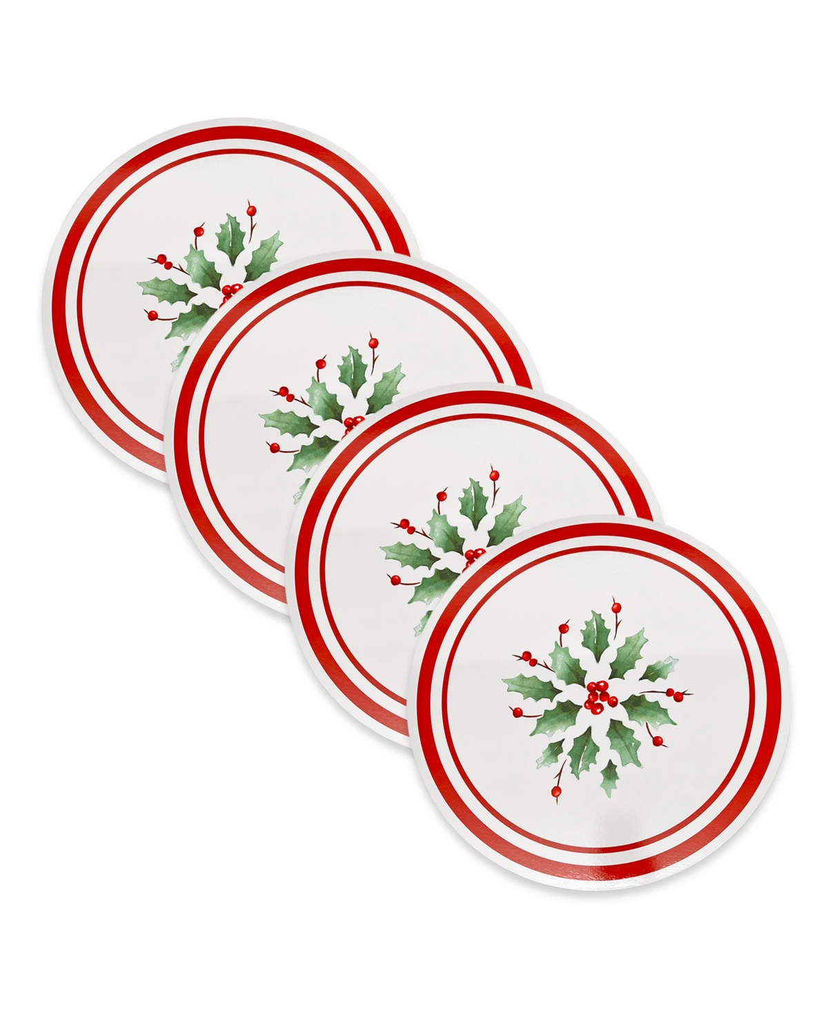 Lenox Holiday Stripe Cork 4pk Placemats In White Multi