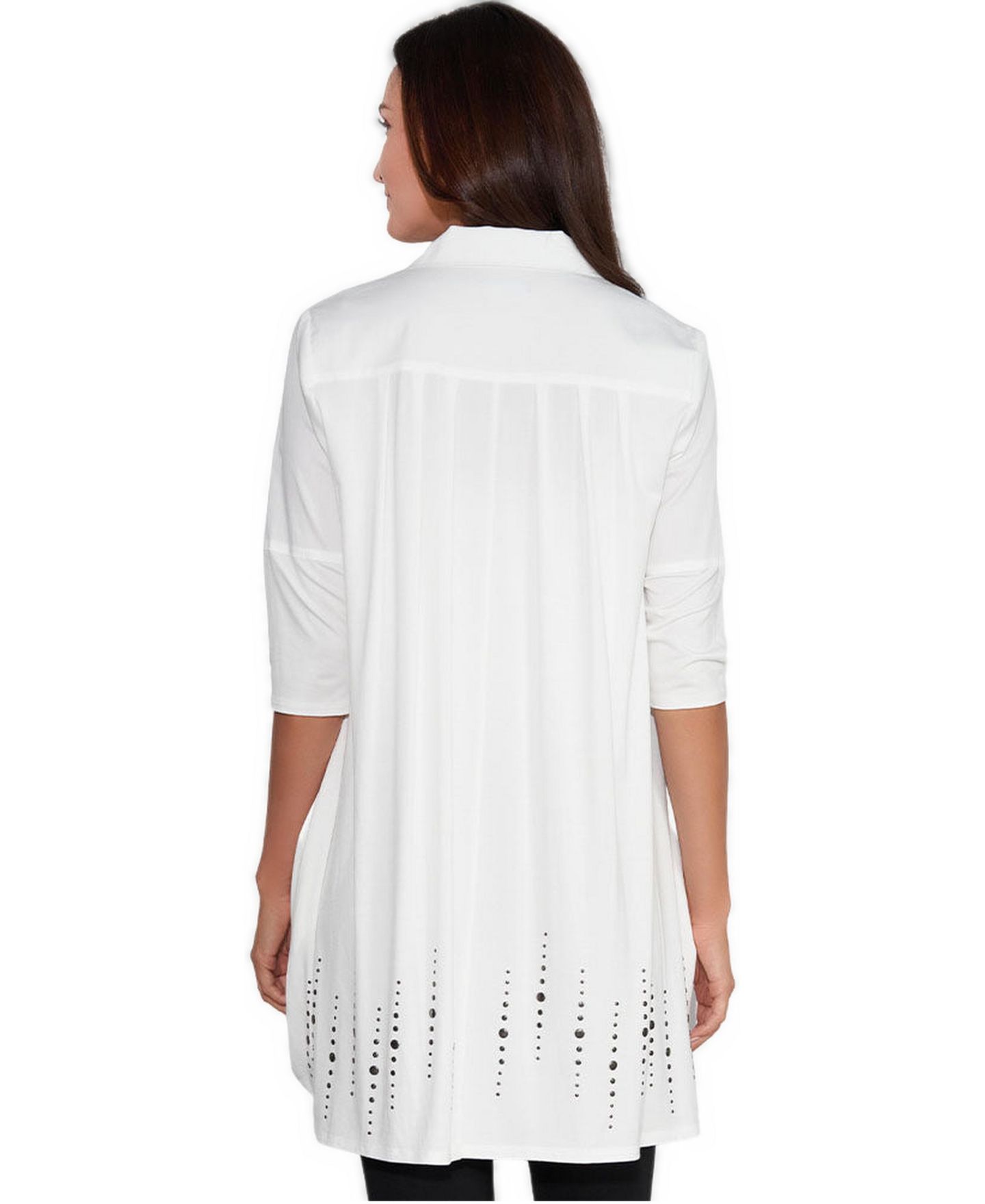 Женская рубашка Stella Carakasi 3/4 Sleeve Studded Cotton Poplin Shirt Top Tiburon Tunic Icon, цвет: Мягкий белый — фото 3