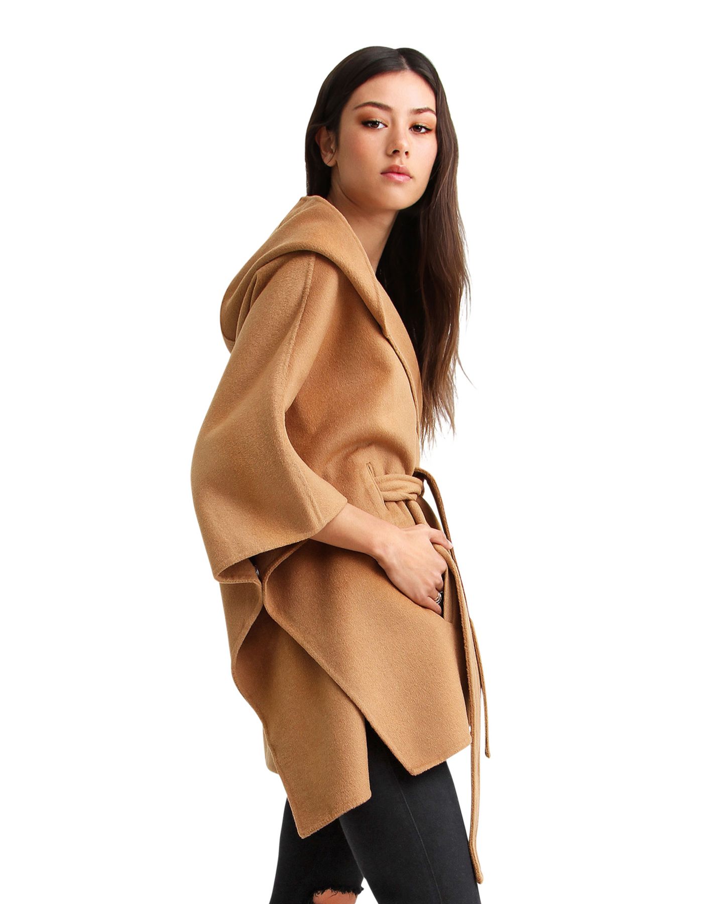 Женское пальто Belle & Bloom Jacksons Landing Wool Blend Cape, цвет: Тёмный верблюжий — фото 7
