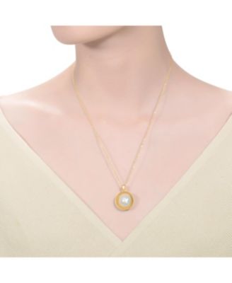 Sterling Silver 14K Gold Plated with Genuine Freshwater Pearl Pendant Necklace
