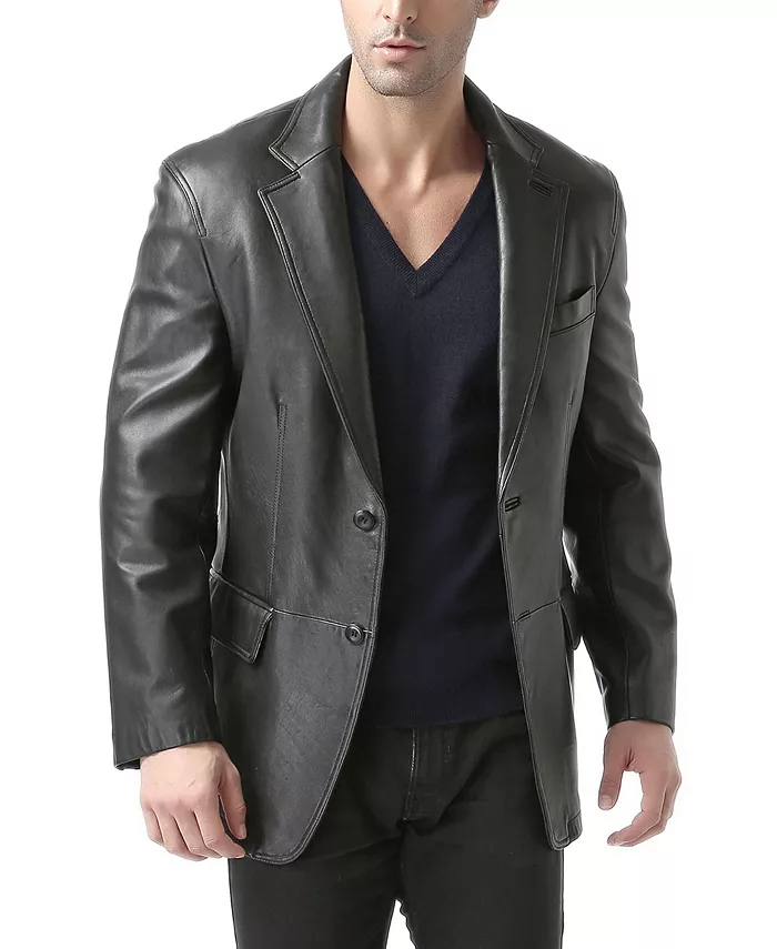 Men's Two-Button Leather Blazer