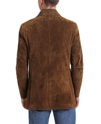 Men Brett Three-Button Suede Leather Blazer