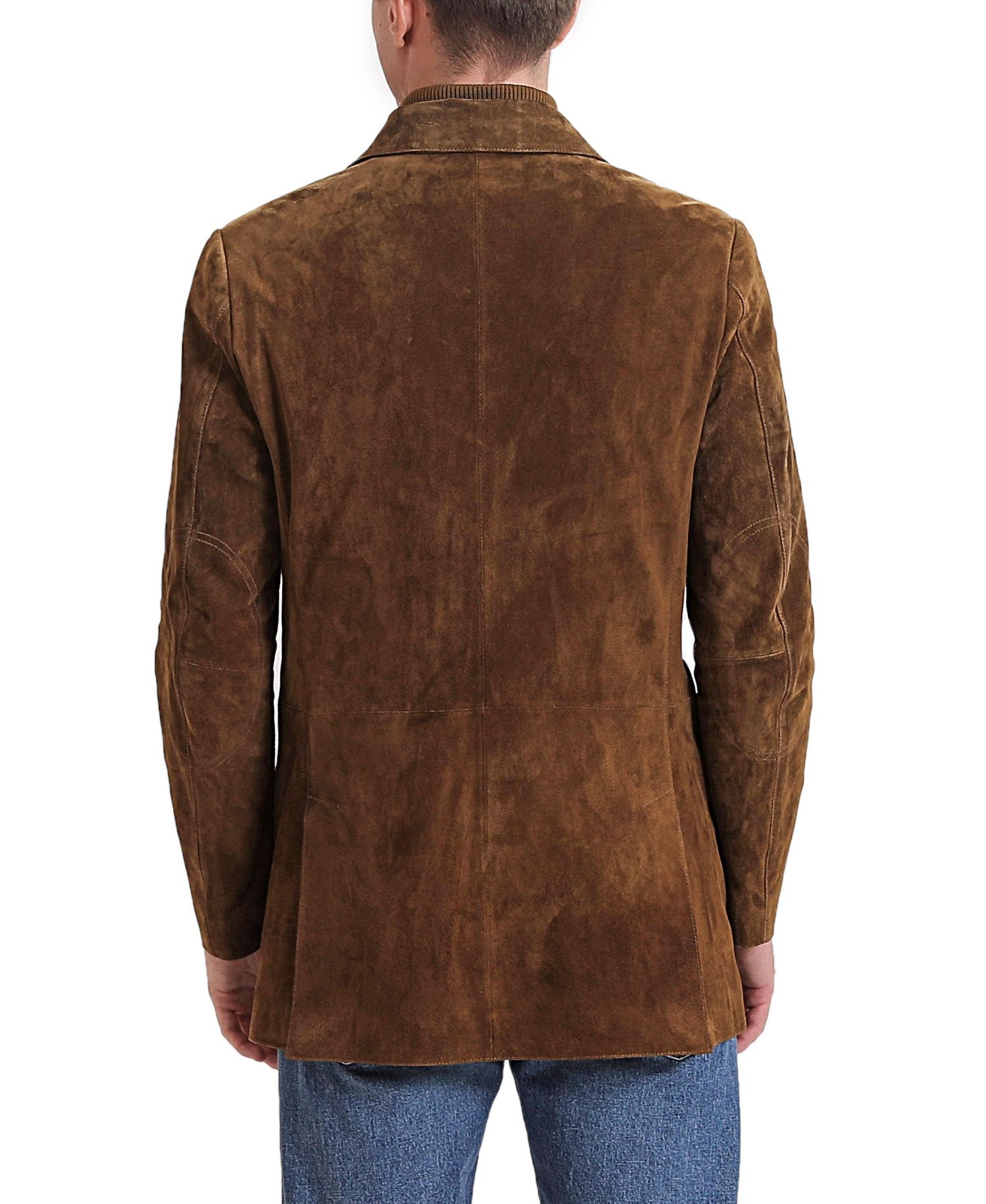 Men's Brett Three-Button Suede Leather Blazer